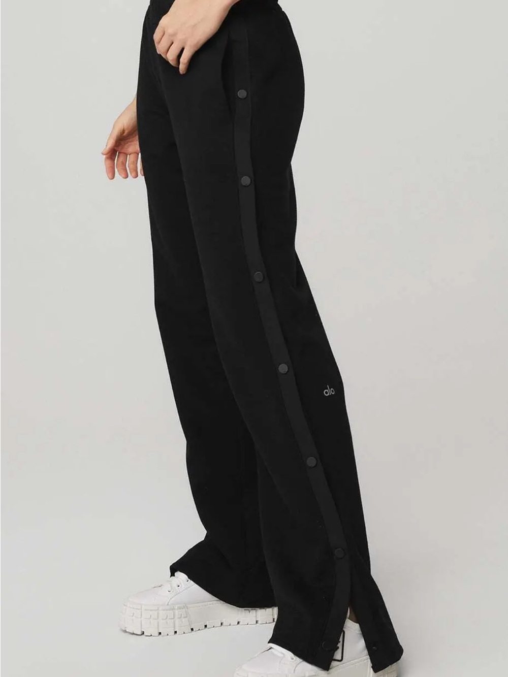 ALO Yoga Courtside Tearaway Black Snap Pants Sz XS